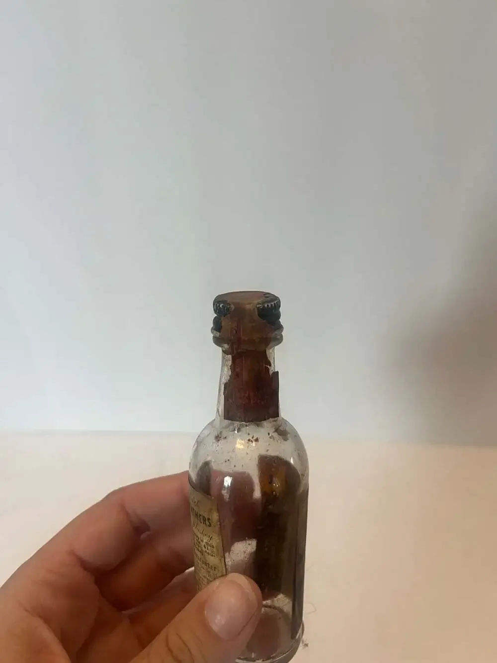 Vintage Three Feathers Blended Whiskey Miniature Glass Bottle